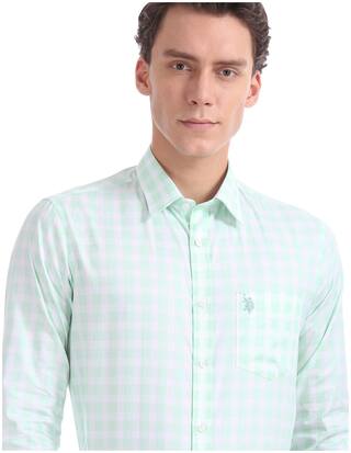 U.S. Polo Assn. Men Regular fit Formal Shirt - Green