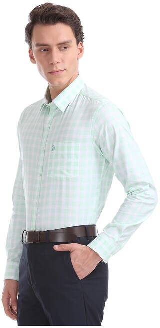U.S. Polo Assn. Men Regular fit Formal Shirt - Green