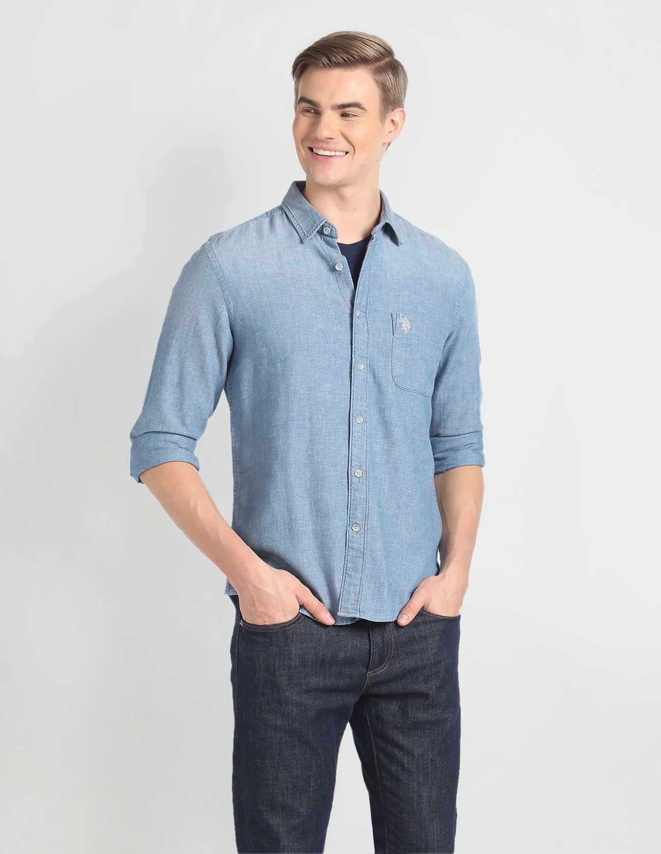 US POLO. Washed Slim Fit Shirt
