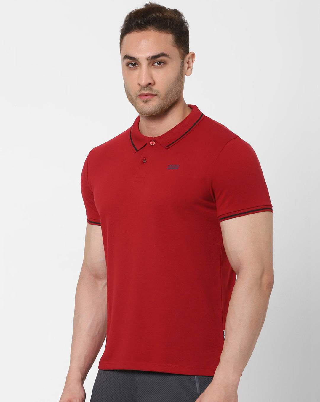 JACK & JONES RED POLO NECK T-SHIRT