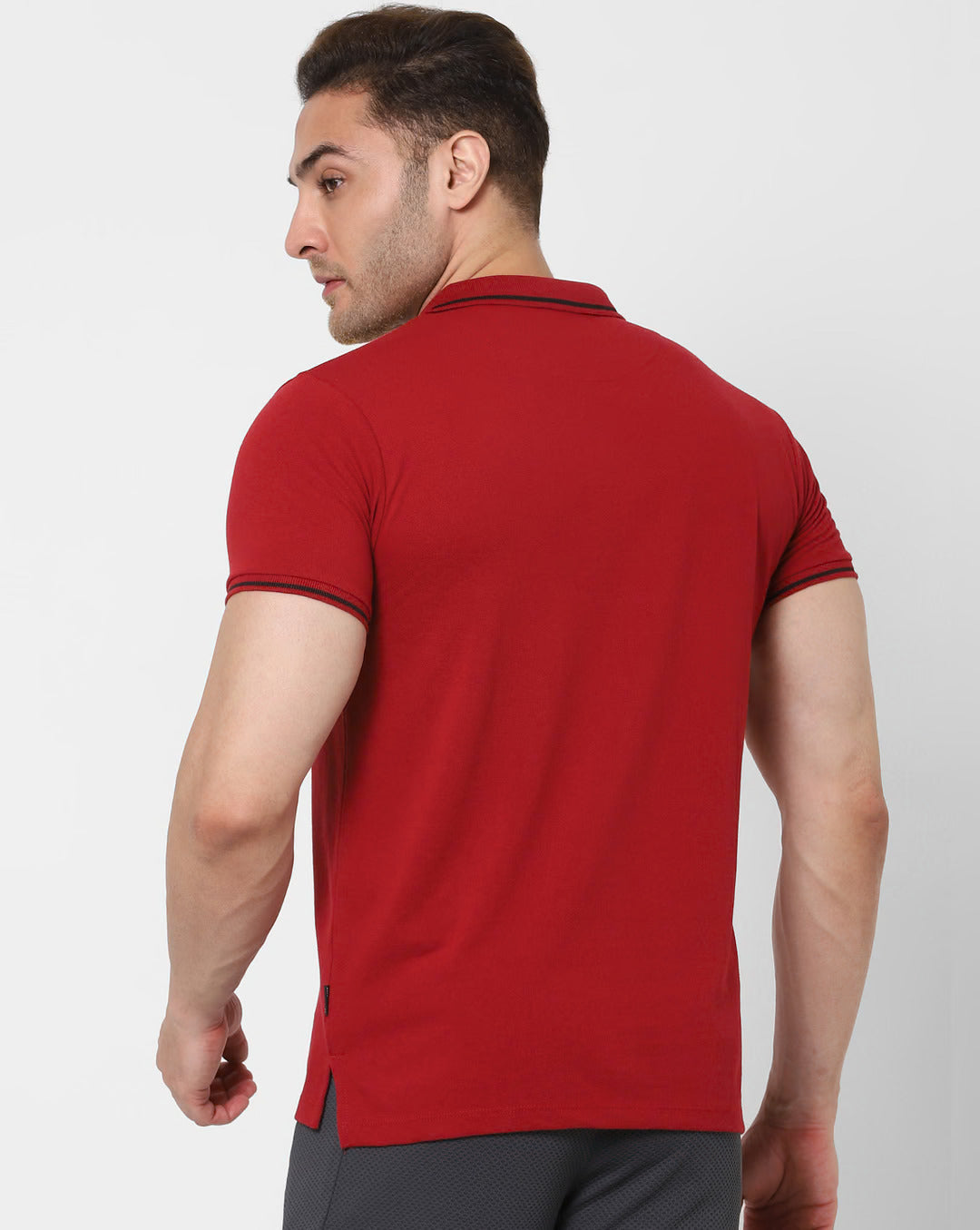 JACK & JONES RED POLO NECK T-SHIRT