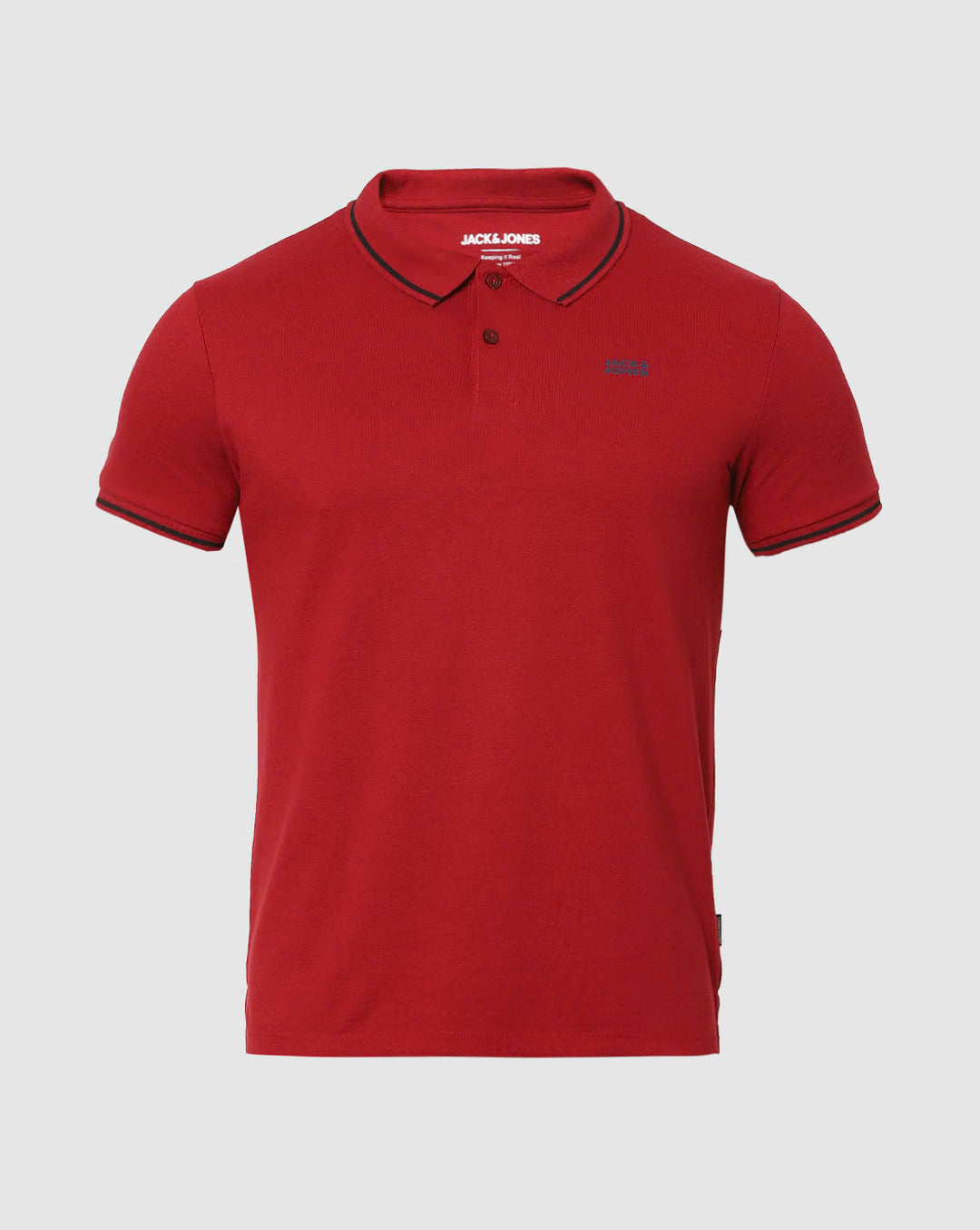 JACK & JONES RED POLO NECK T-SHIRT
