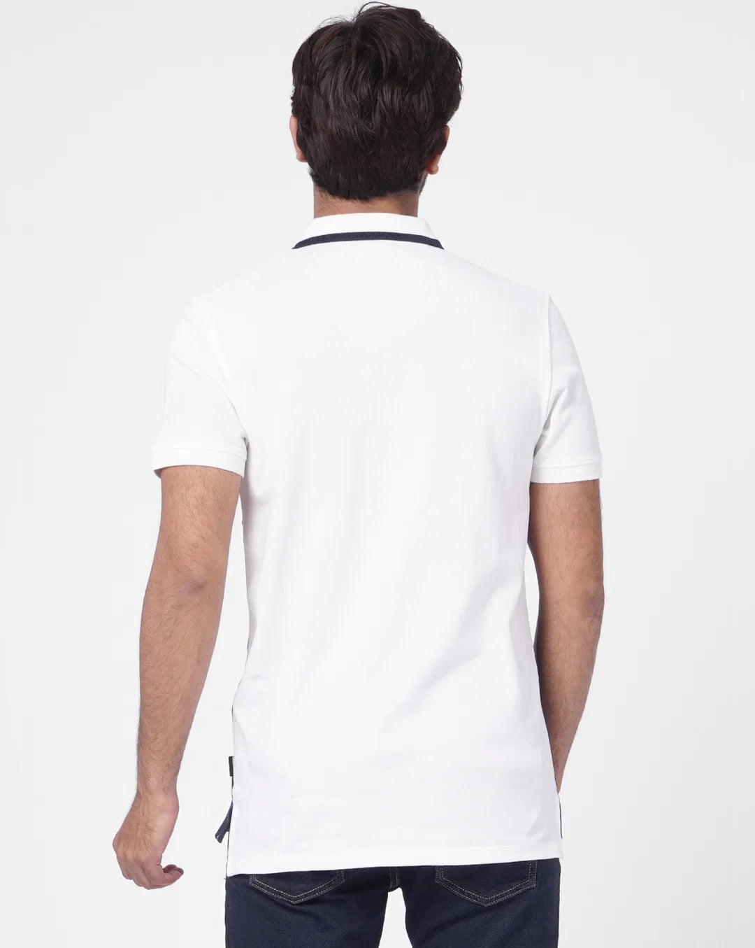 JACK & JONES WHITE COLOUR BLOCKED POLO T-SHIRT