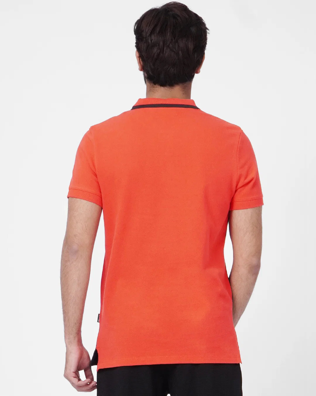 JACK & JONES RED COLOUR BLOCKED POLO T-SHIRT