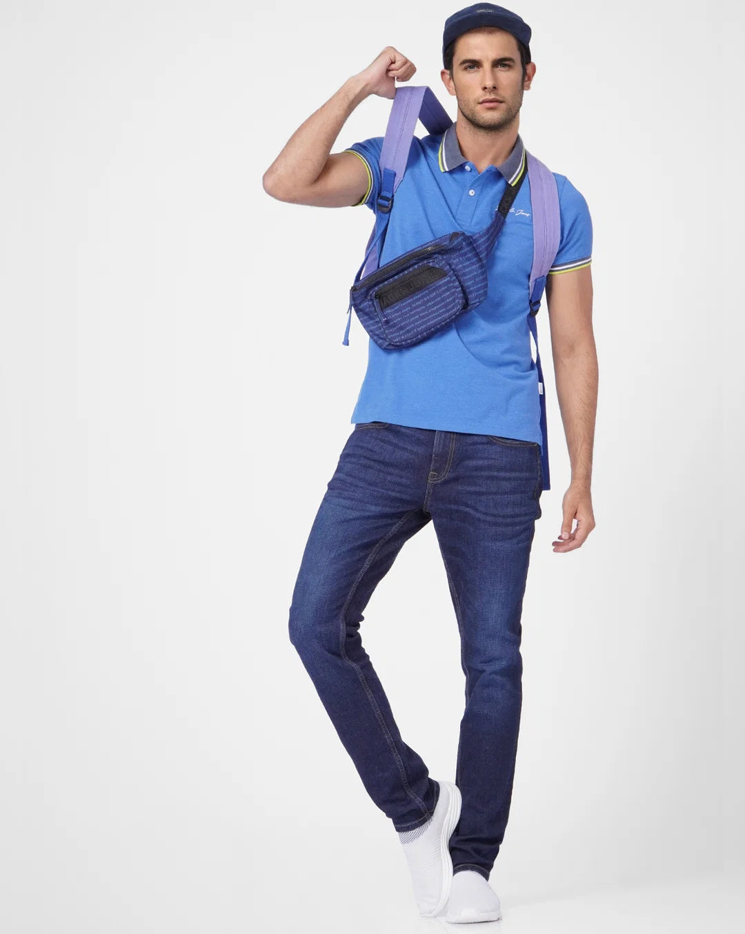 Jack And Jones BLUE CONTRAST TIPPING POLO T-SHIRT