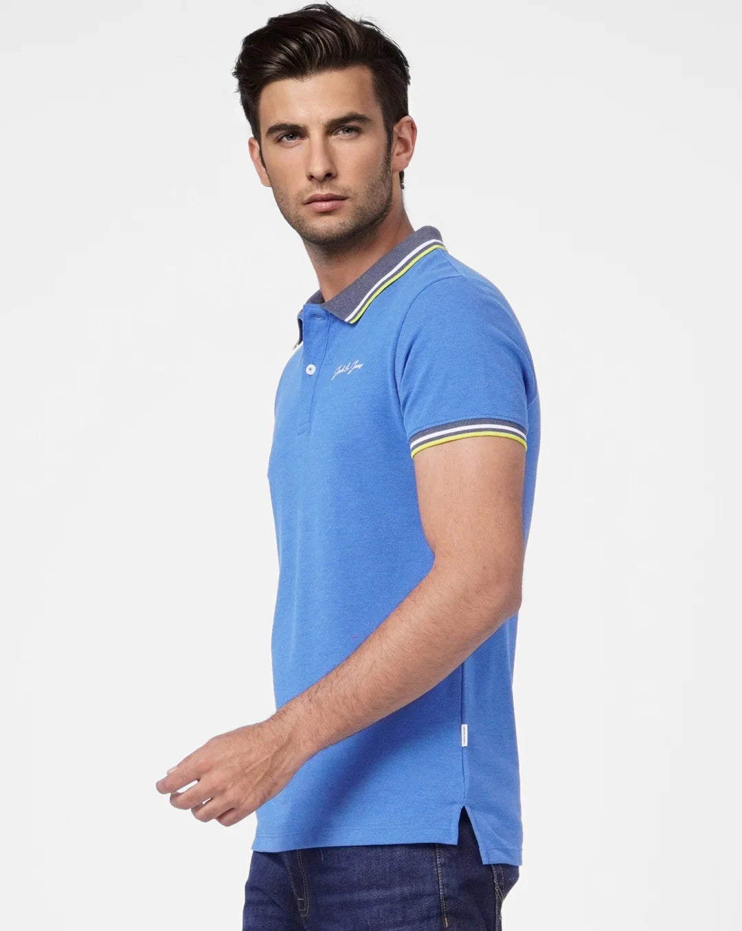 Jack And Jones BLUE CONTRAST TIPPING POLO T-SHIRT