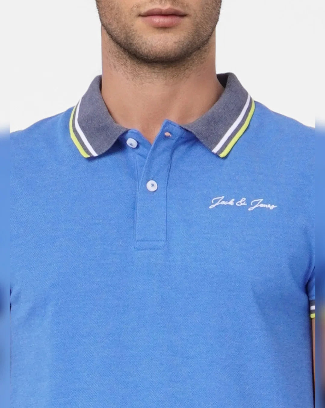 Jack And Jones BLUE CONTRAST TIPPING POLO T-SHIRT