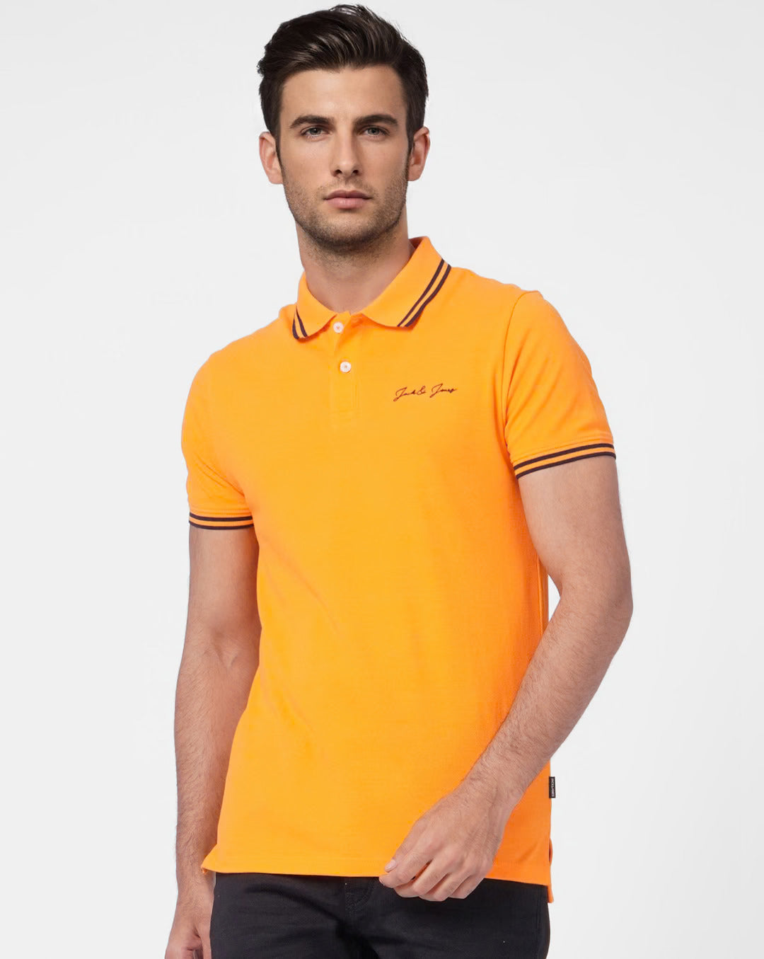 JACK & JONES YELLOW CONTRAST TIPPING POLO T-SHIRT