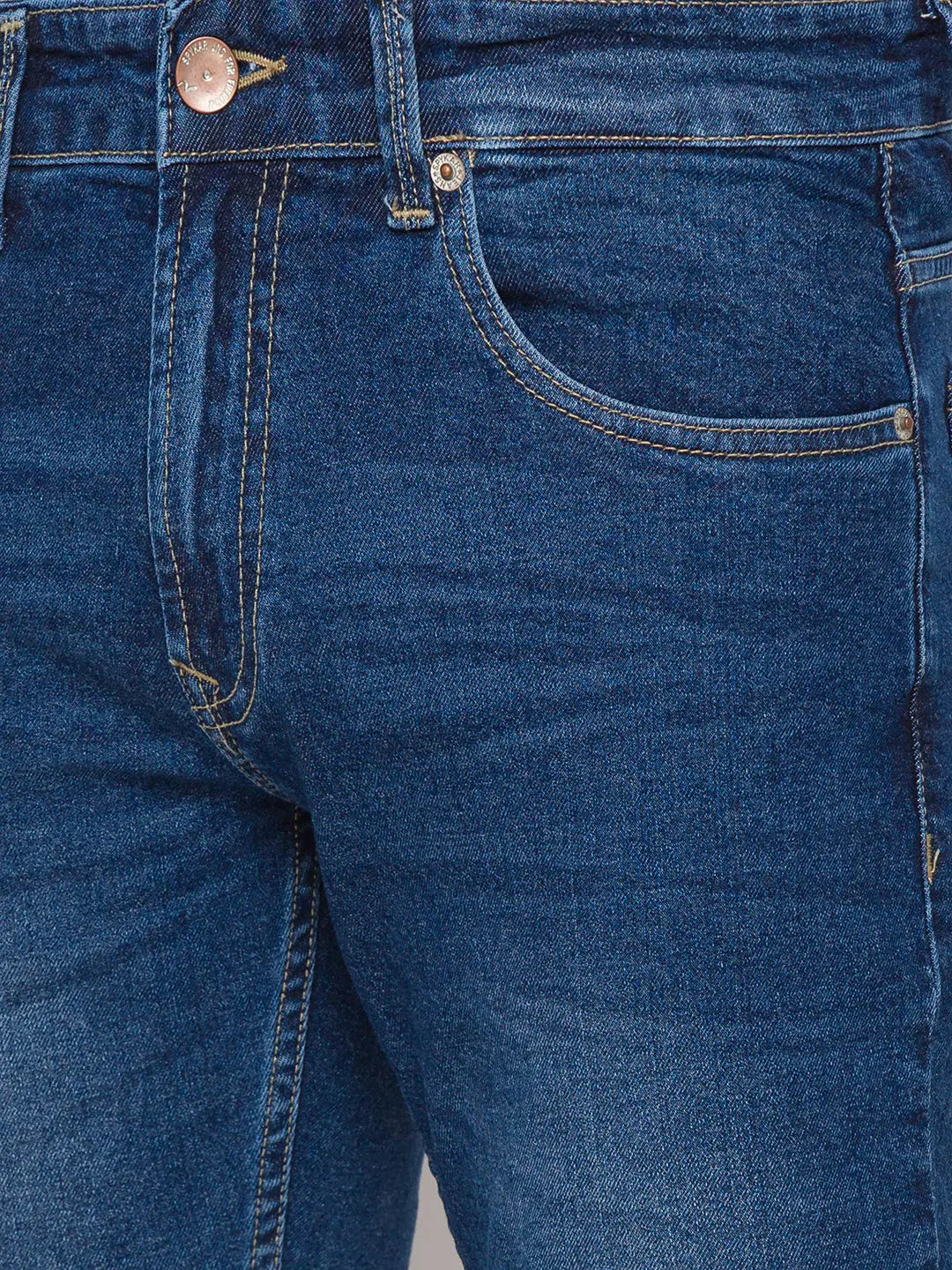SPYKAR Men's Blue Cotton Solid Slim Jeans