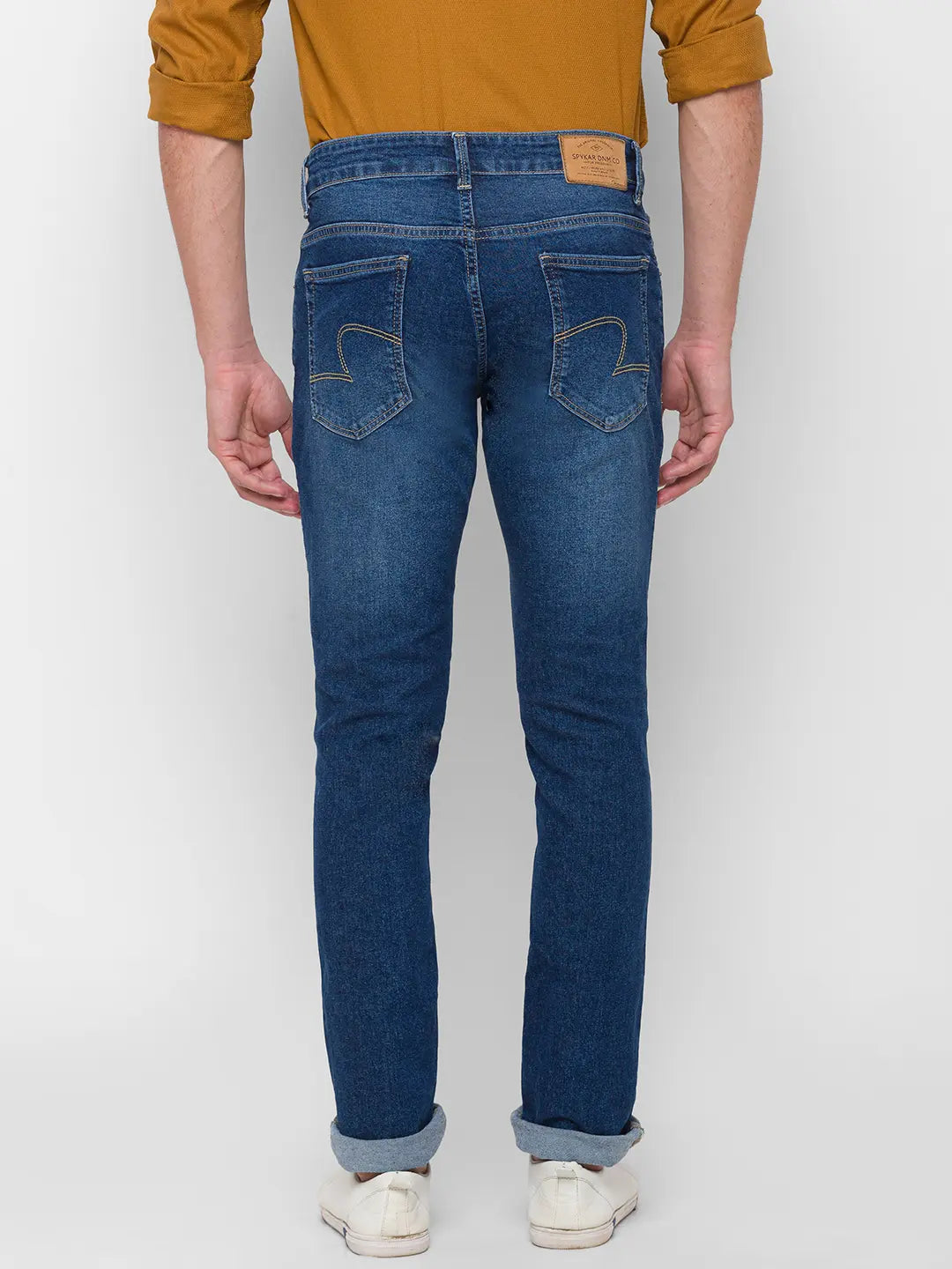 SPYKAR Men's Blue Cotton Solid Slim Jeans