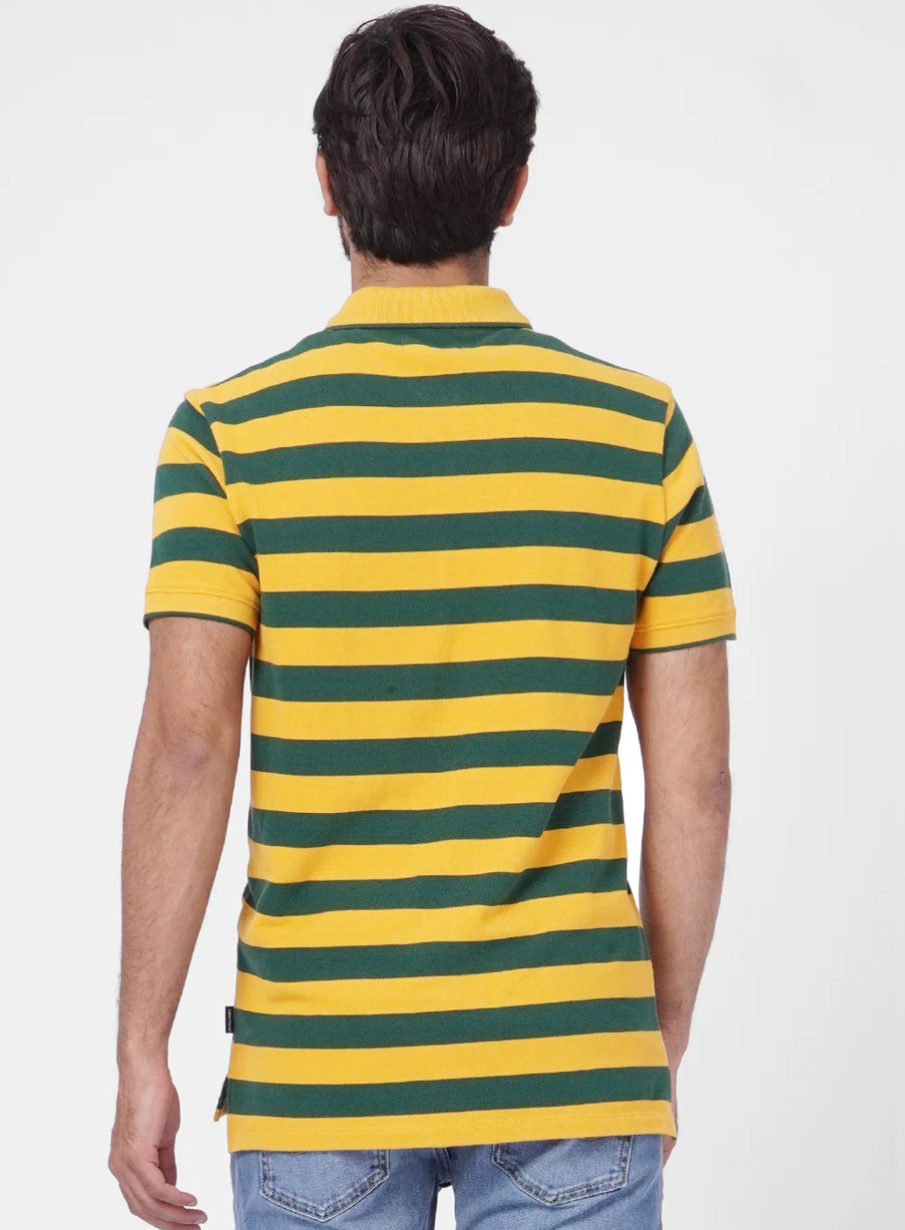 Jack and Jones YELLOW STRIPED POLO T-SHIRT
