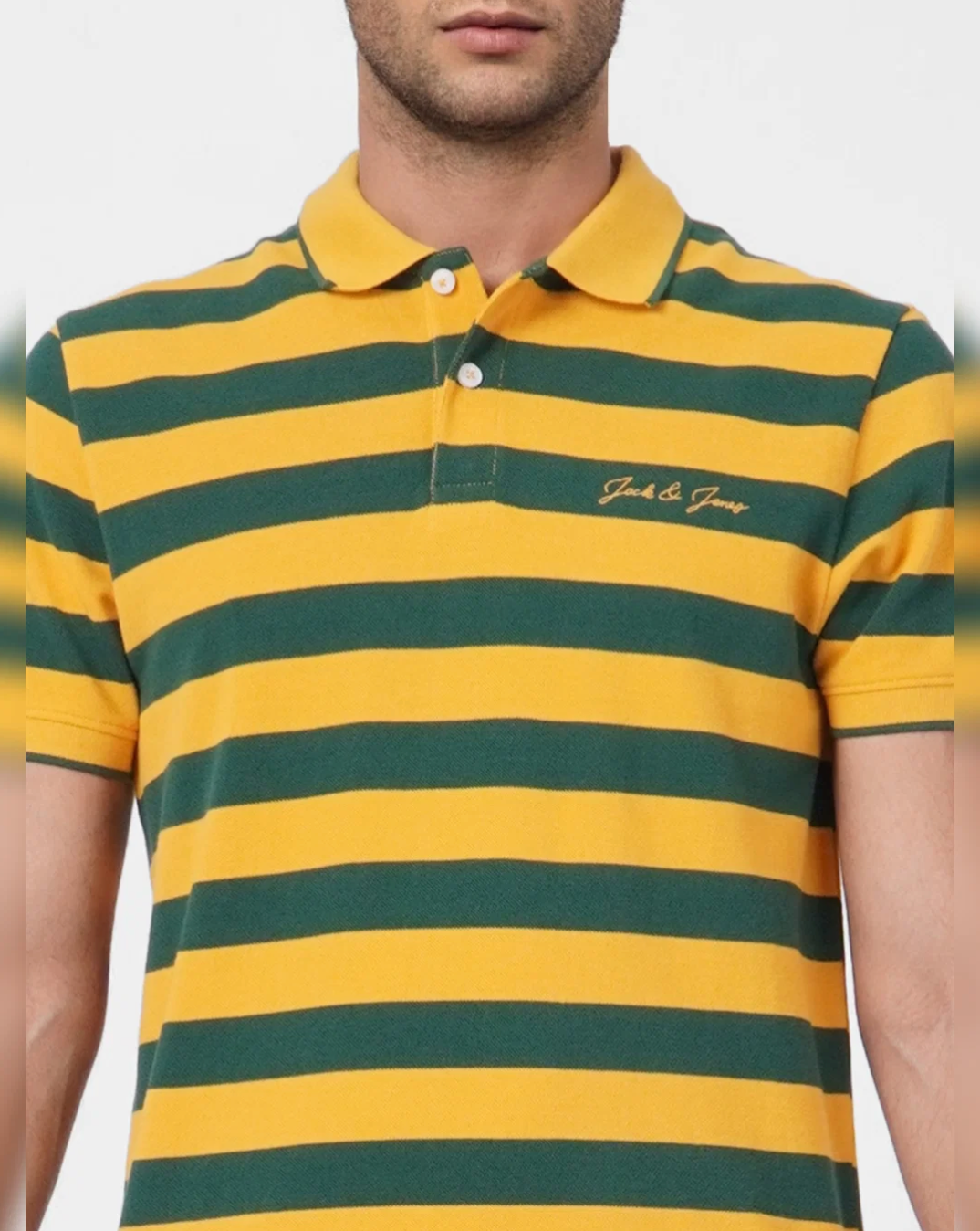 Jack and Jones YELLOW STRIPED POLO T-SHIRT