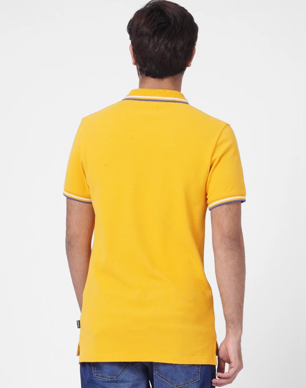 JACK & JONES YELLOW CONTRAST TIPPING POLO T-SHIRT