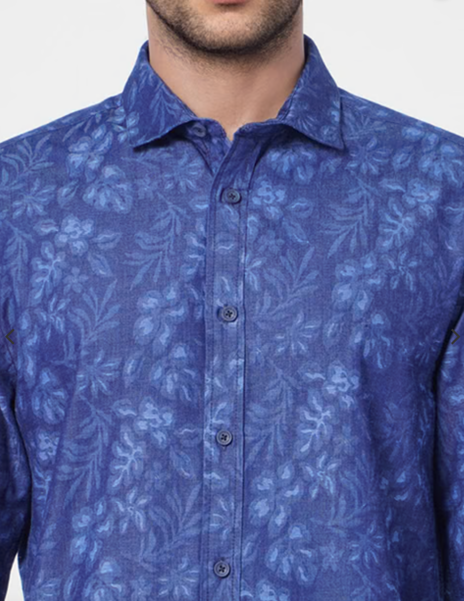 JACK & JONES BLUE FLORAL PRINT FULL SLEEVES SHIRT