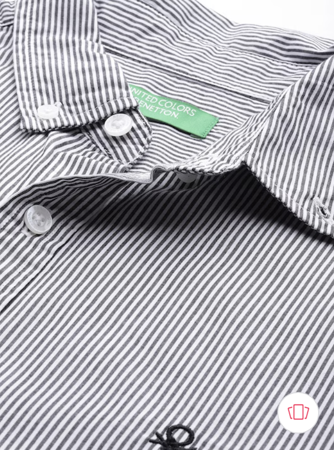 United Colors of Benetton. Slim Fit Striped Cotton Shirt