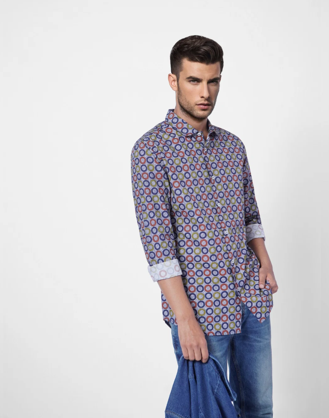 Jack and Jones BLUE PRINTED FULL SLEEVES SHIRT