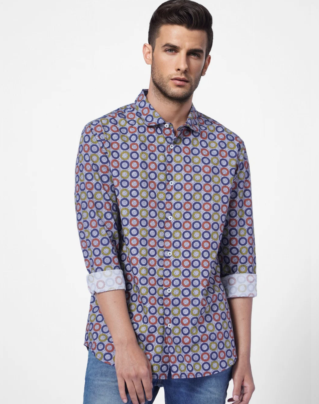 Jack and Jones BLUE PRINTED FULL SLEEVES SHIRT