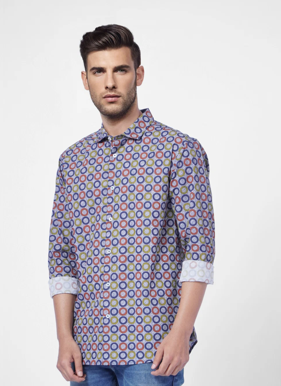 Jack and Jones BLUE PRINTED FULL SLEEVES SHIRT