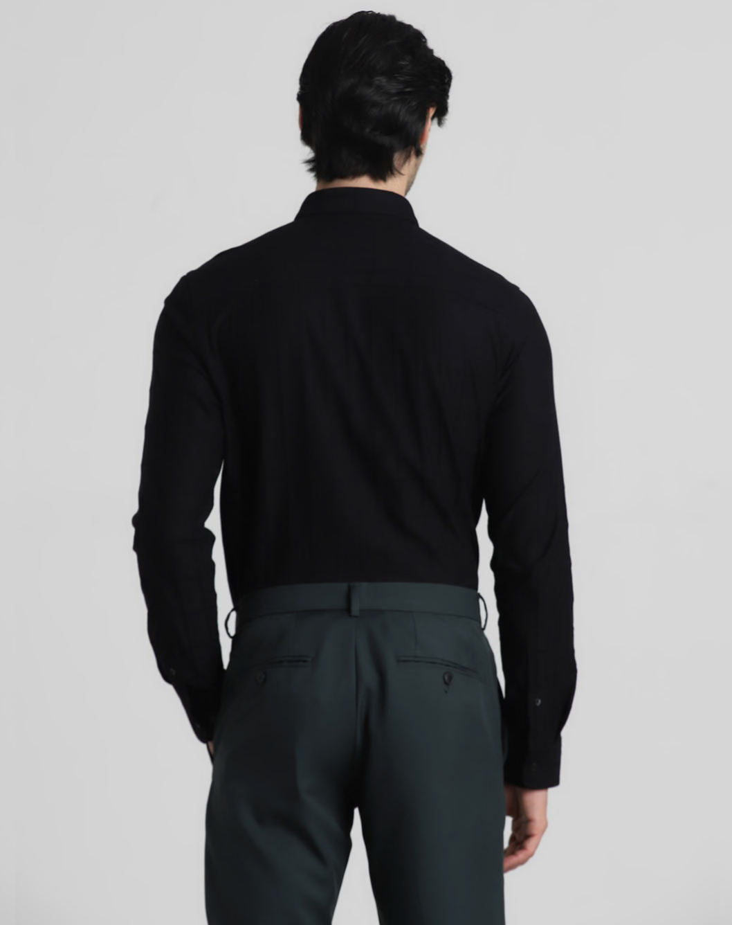 JACK&JONES BLACK KNIT DOBBY FULL SLEEVES SHIRT
