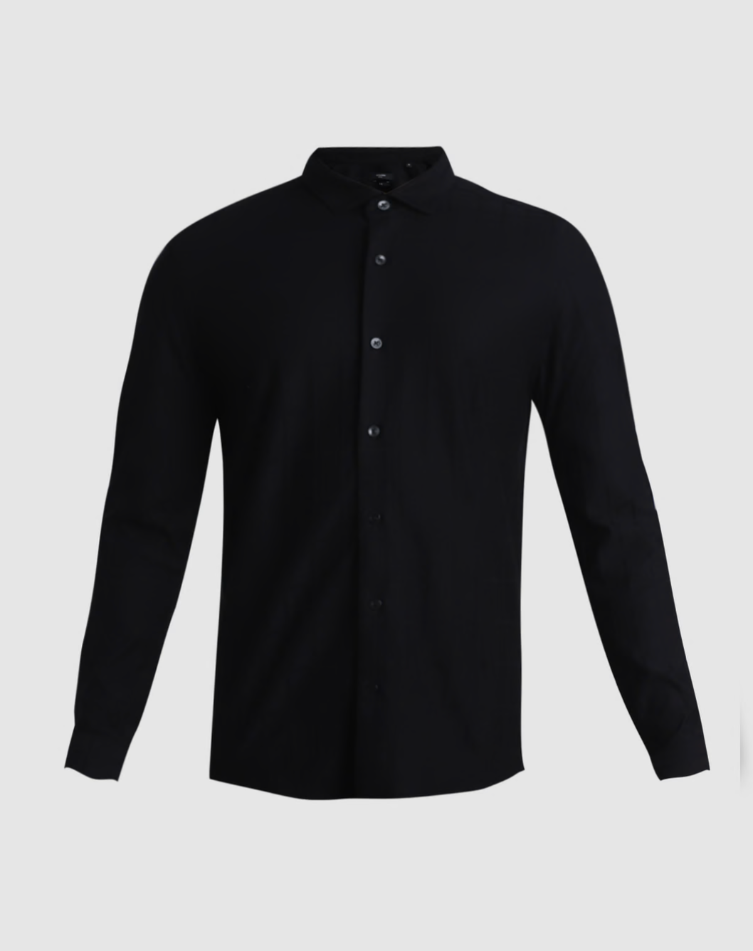 JACK&JONES BLACK KNIT DOBBY FULL SLEEVES SHIRT