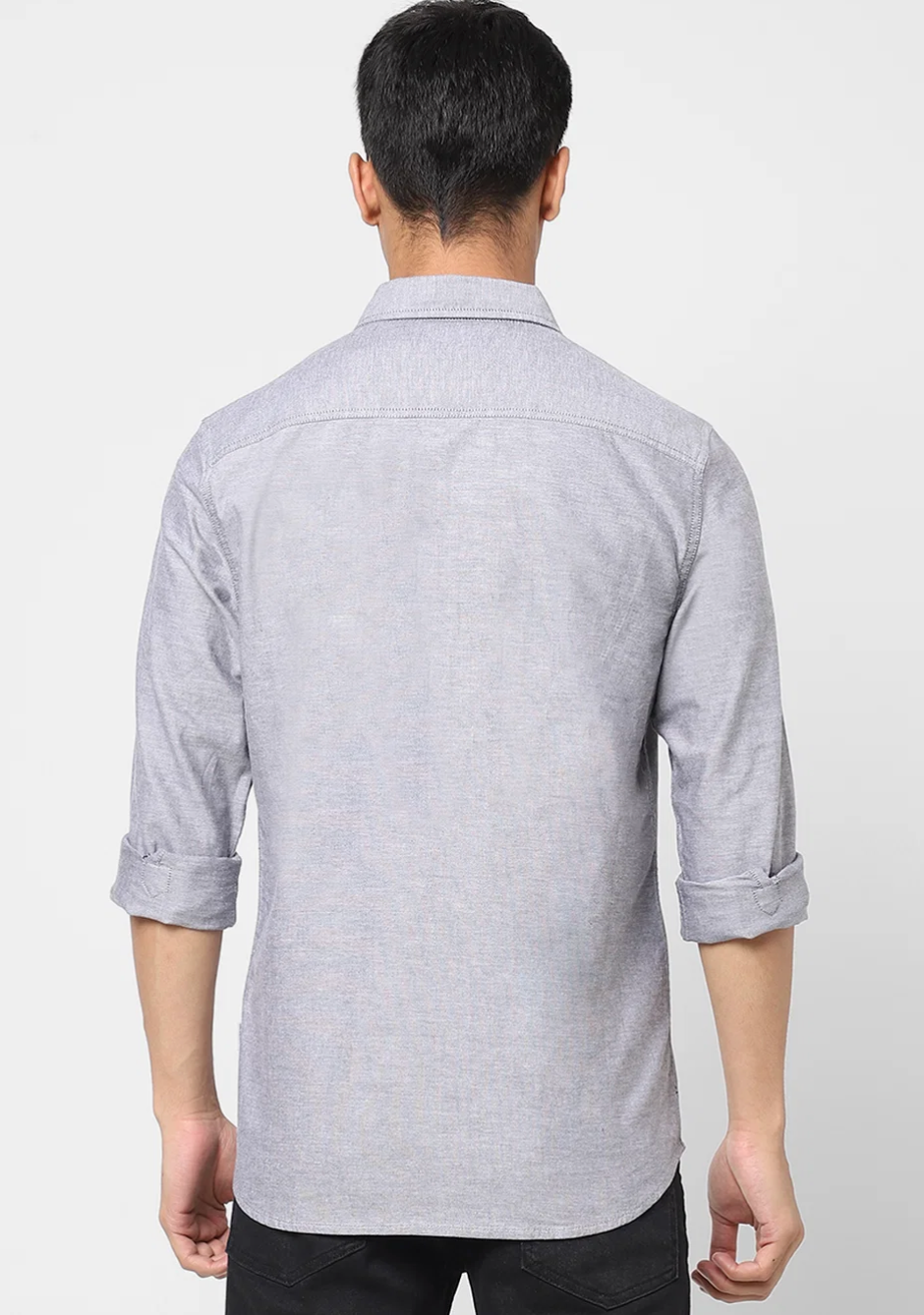 JACK and Jones GREY LOGO PRINT FULL SLEEVES SHIRT