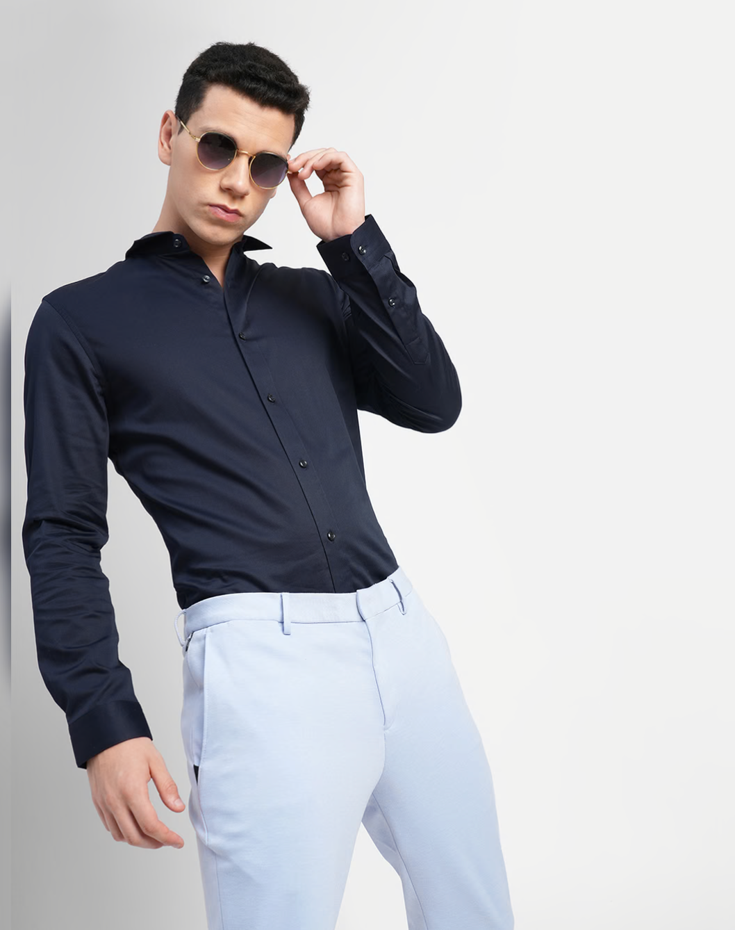 Jack & Jones NAVY BLUE FULL SLEEVES SHIRT