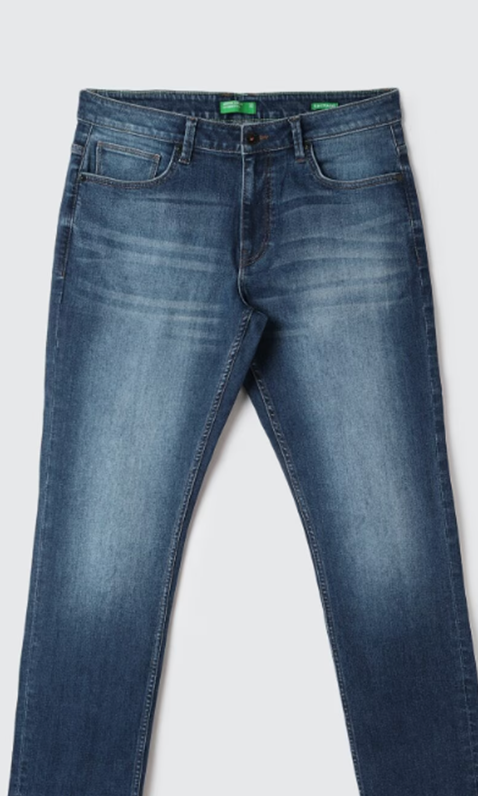 UCB Medium Blue Solid Ankle-Length Mid Rise Casual Men Slim Fit Jeans