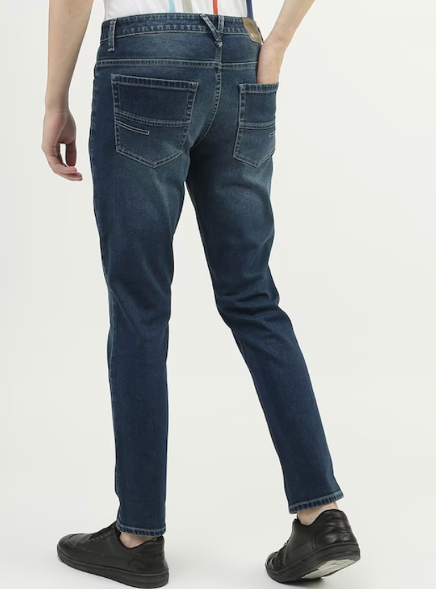 United Colors of Benetton Men Low Distress Light Fade Regular Fit Cotton Jeans
