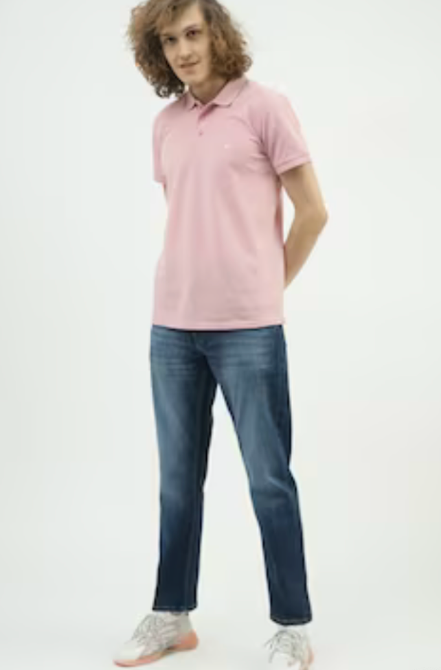 UCB Medium Blue Solid Ankle-Length Mid Rise Casual Men Slim Fit Jeans