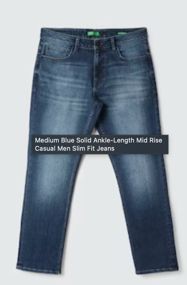 UCB Medium Blue Solid Ankle-Length Mid Rise Casual Men Slim Fit Jeans