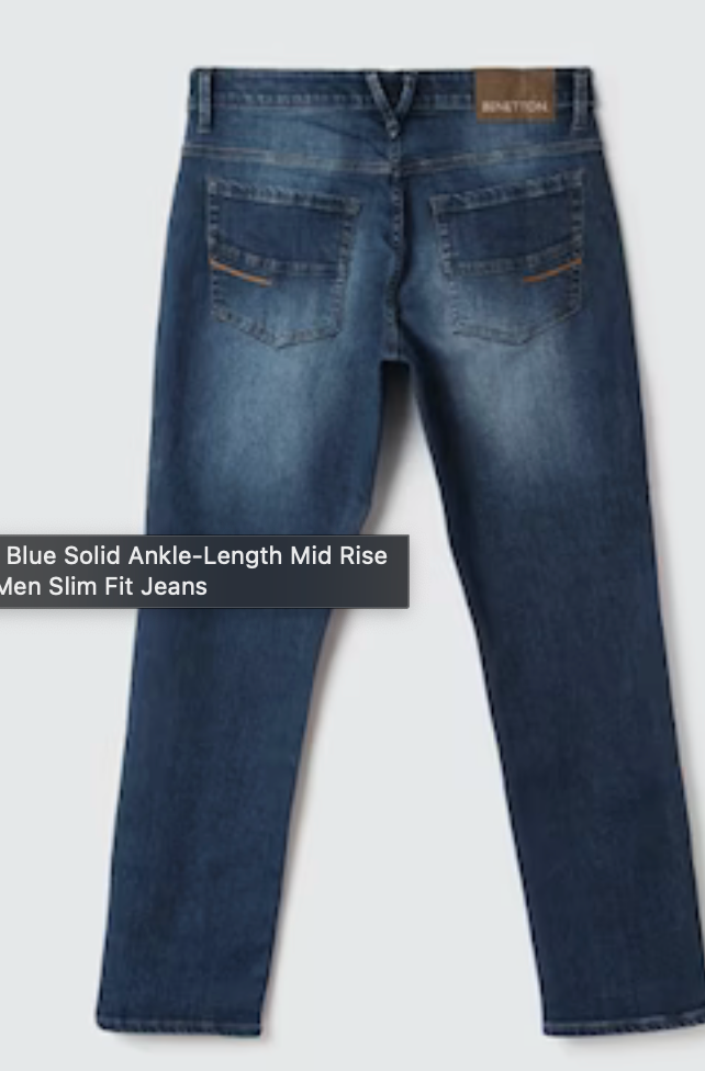 UCB Medium Blue Solid Ankle-Length Mid Rise Casual Men Slim Fit Jeans