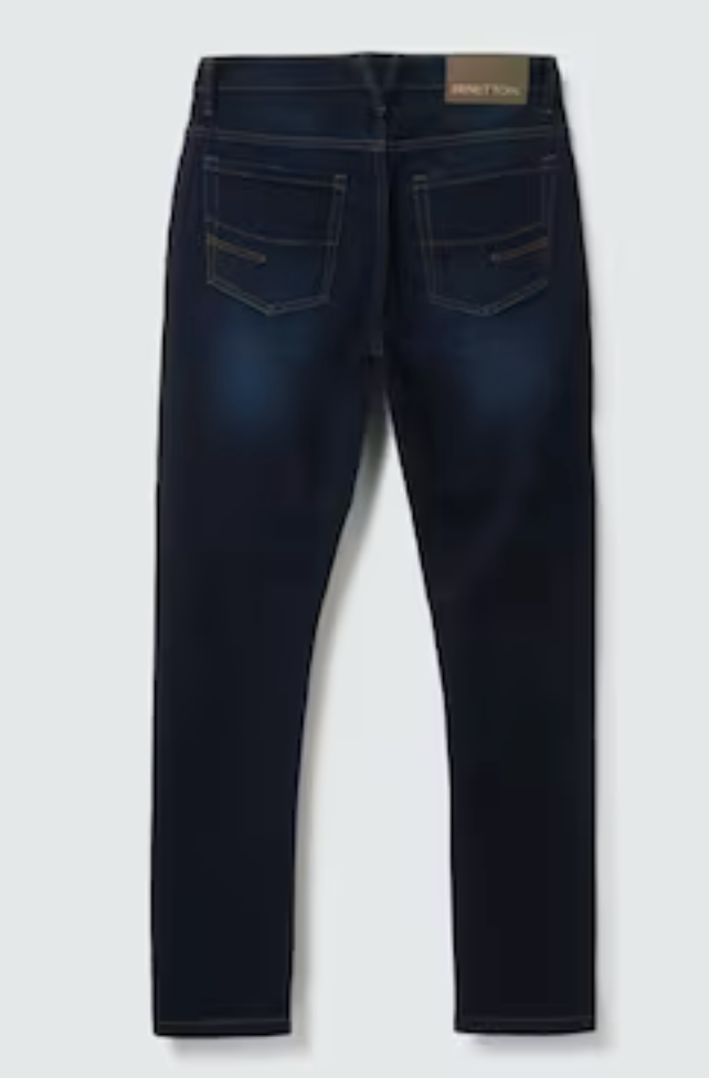 UCB Navy Solid Full Length Mid Rise Casual Men Carrot Fit Jeans