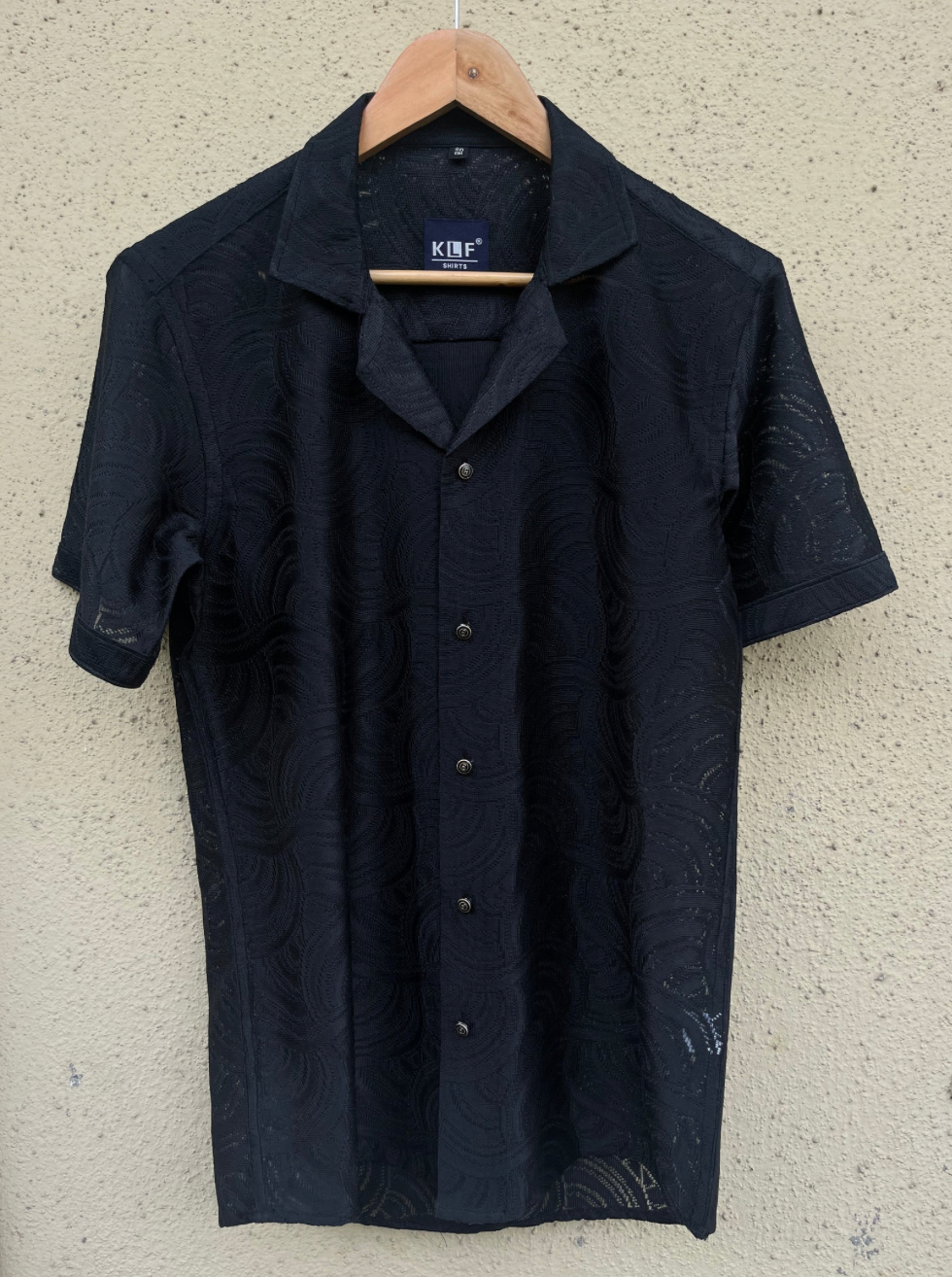 Ethnic Black net fabric half shirt