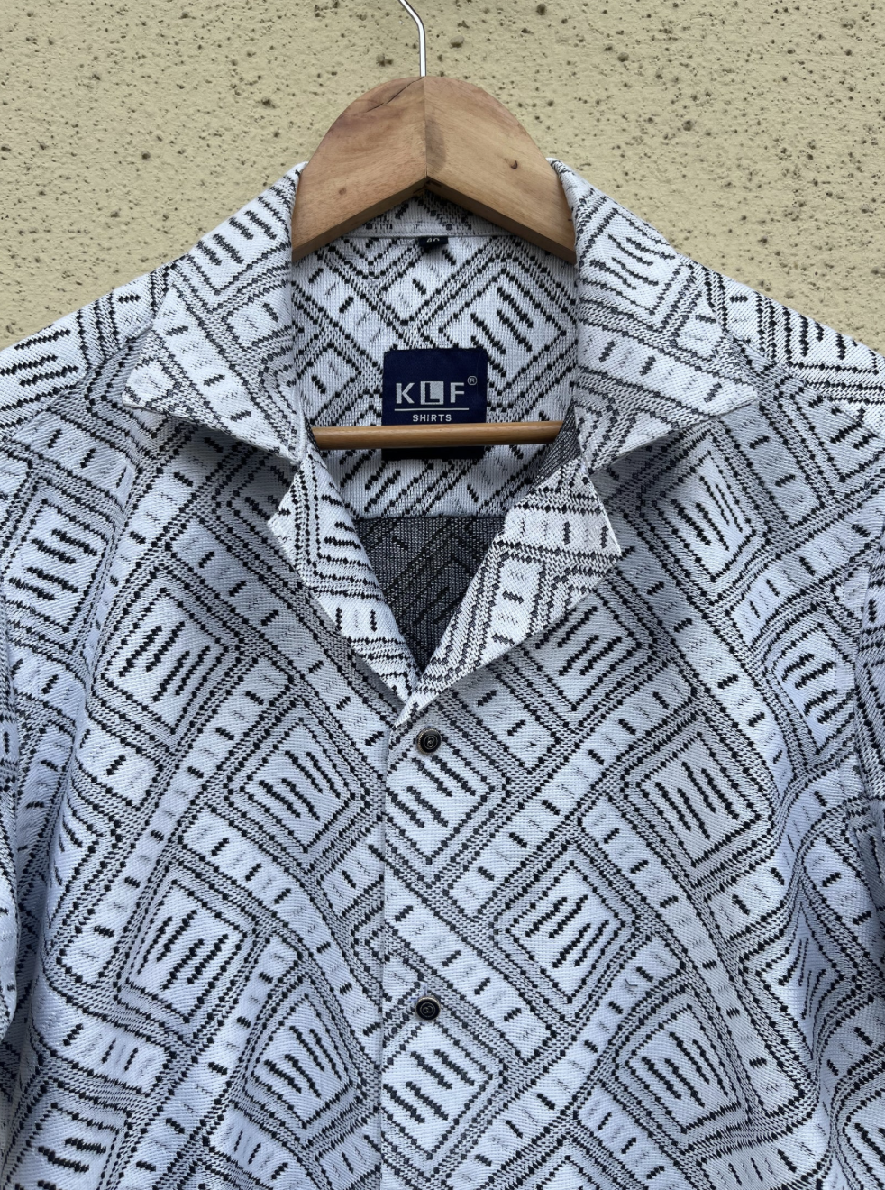 Ethnic White textured net design casual half shirts