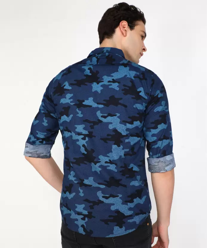 BEAT LONDON by Pepe Jeans Men Slim Fit Military Camouflage Spread Collar Casual Shirt