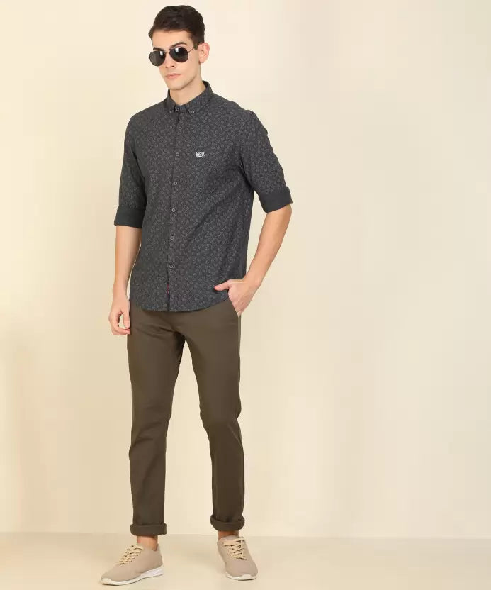 U.S. POLO ASSN. Men Slim Fit Printed Button Down Collar Casual Shirt