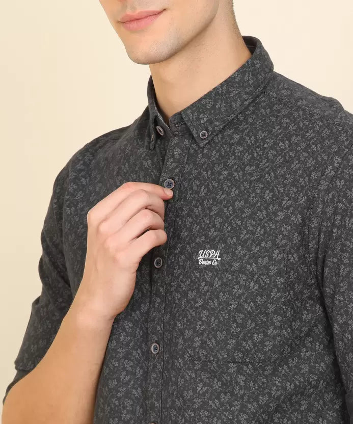 U.S. POLO ASSN. Men Slim Fit Printed Button Down Collar Casual Shirt