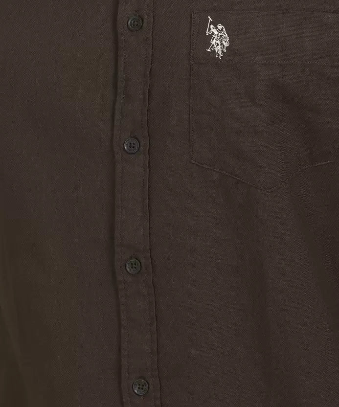 U.S. POLO ASSN. Men Regular Fit Solid Spread Collar Casual Shirt