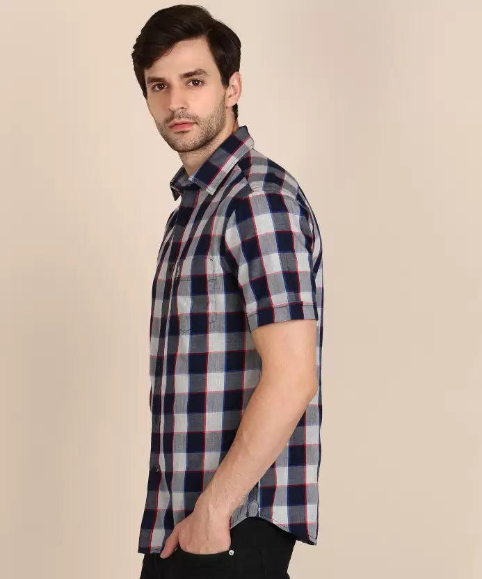 U.S. POLO ASSN. Men Slim Fit Checkered Spread Collar Casual Shirt