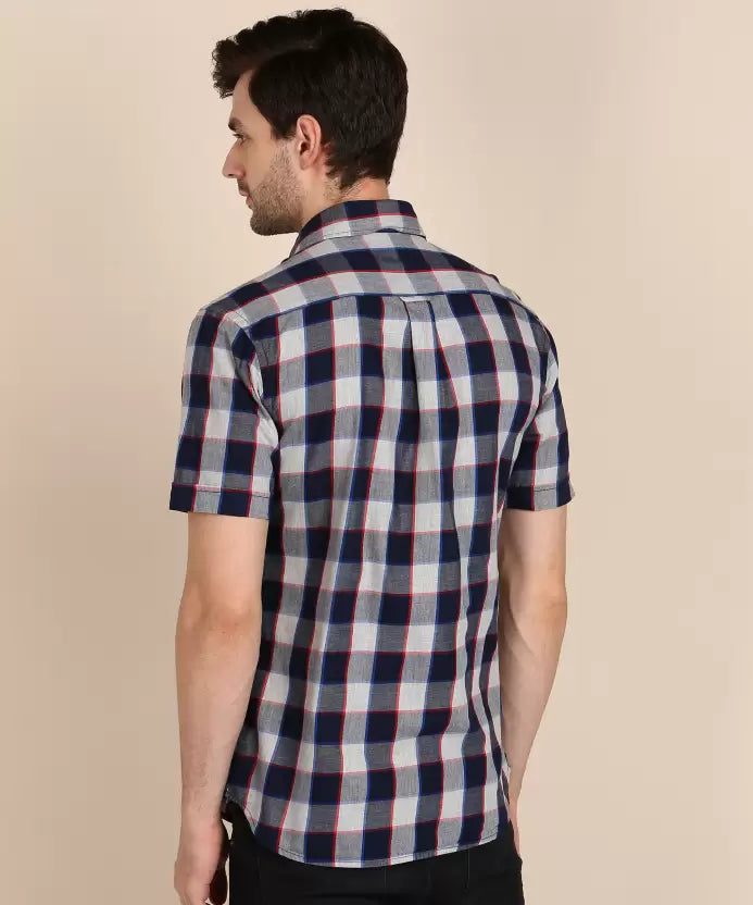 U.S. POLO ASSN. Men Slim Fit Checkered Spread Collar Casual Shirt