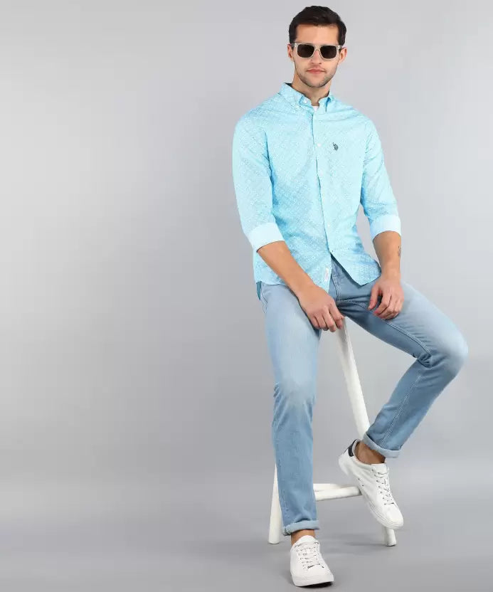 U.S. POLO ASSN. Men Regular Fit Printed Button Down Collar Casual Shirt