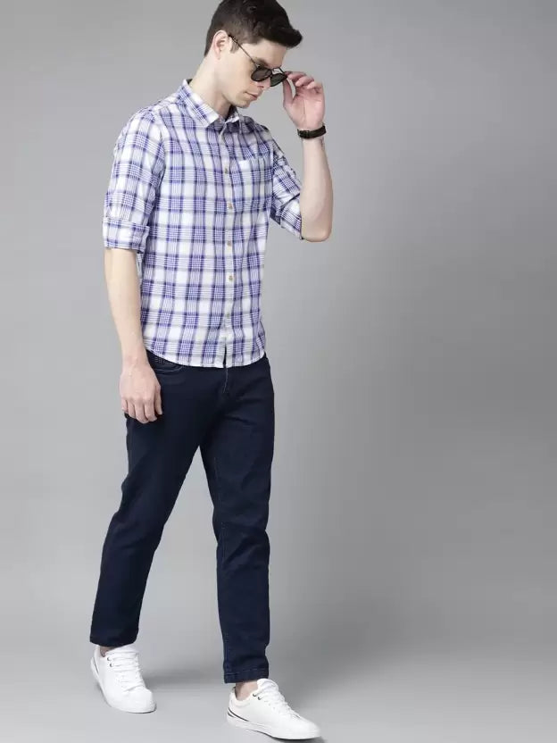 BEAT LONDON by Pepe Jeans Men Slim Fit Checkered Spread Collar Casual Shirt