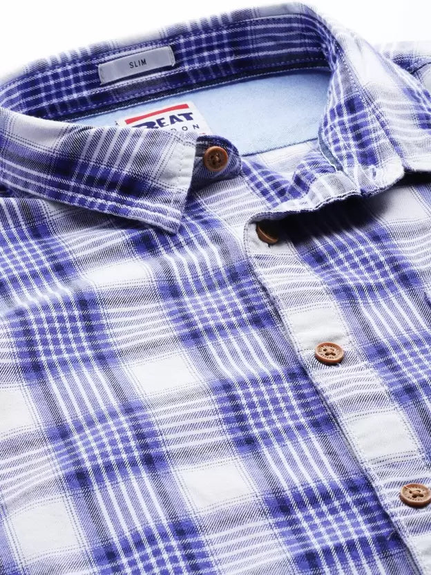 BEAT LONDON by Pepe Jeans Men Slim Fit Checkered Spread Collar Casual Shirt
