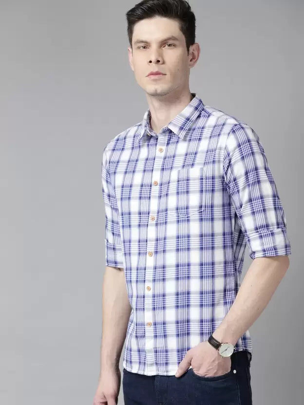 BEAT LONDON by Pepe Jeans Men Slim Fit Checkered Spread Collar Casual Shirt