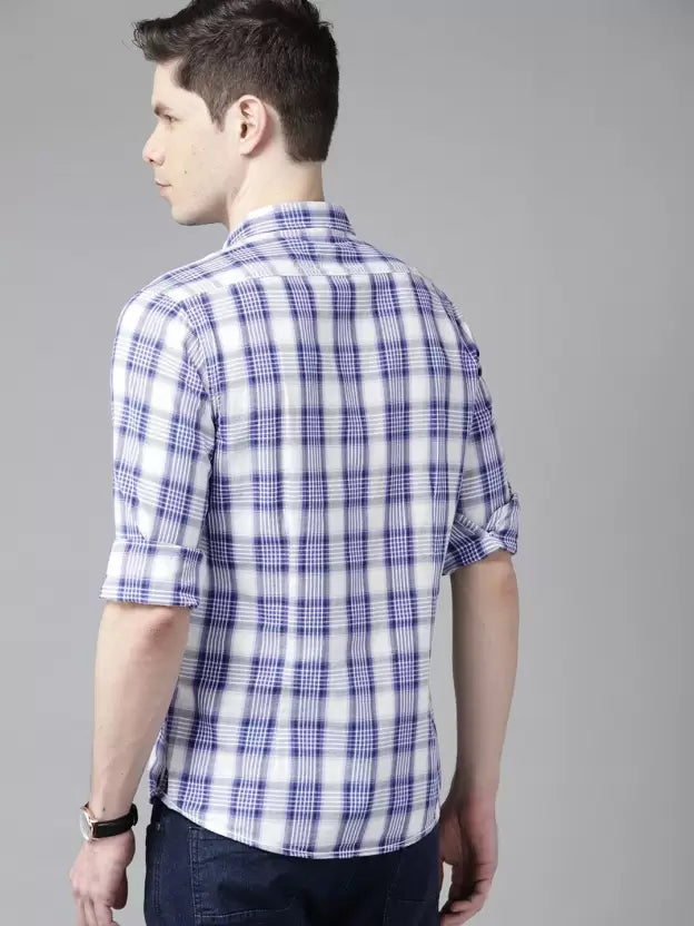 BEAT LONDON by Pepe Jeans Men Slim Fit Checkered Spread Collar Casual Shirt