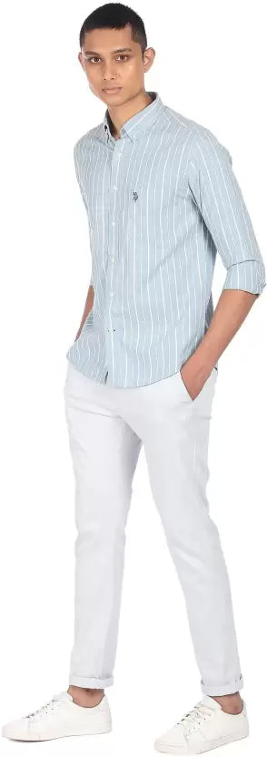 U.S. POLO ASSN. Men Regular Fit Striped Spread Collar Casual Shirt