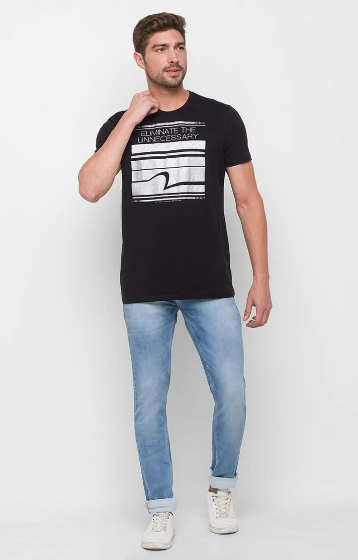 SPYKAR Men's Blue Cotton Solid Slim Jeans