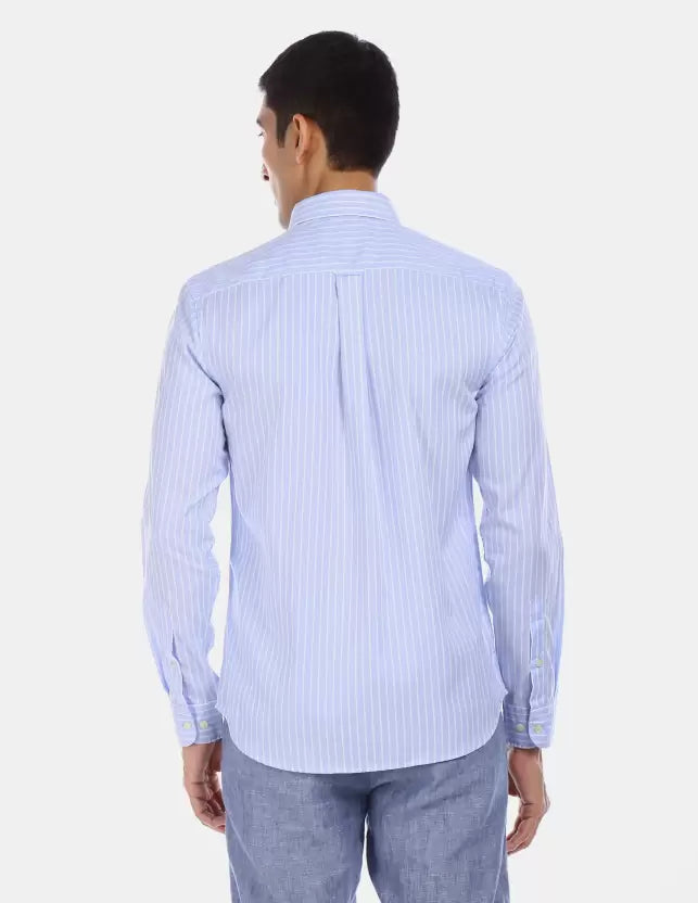 U.S. POLO ASSN. Men Regular Fit Striped Spread Collar Casual Shirt