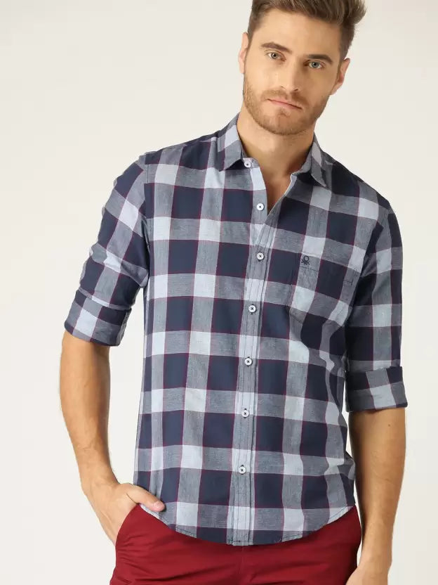 United Colors of Benetton Men Slim Fit Checkered Casual Shirt