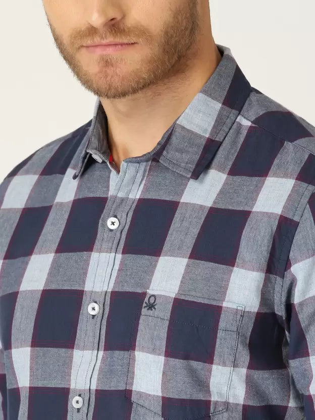 United Colors of Benetton Men Slim Fit Checkered Casual Shirt